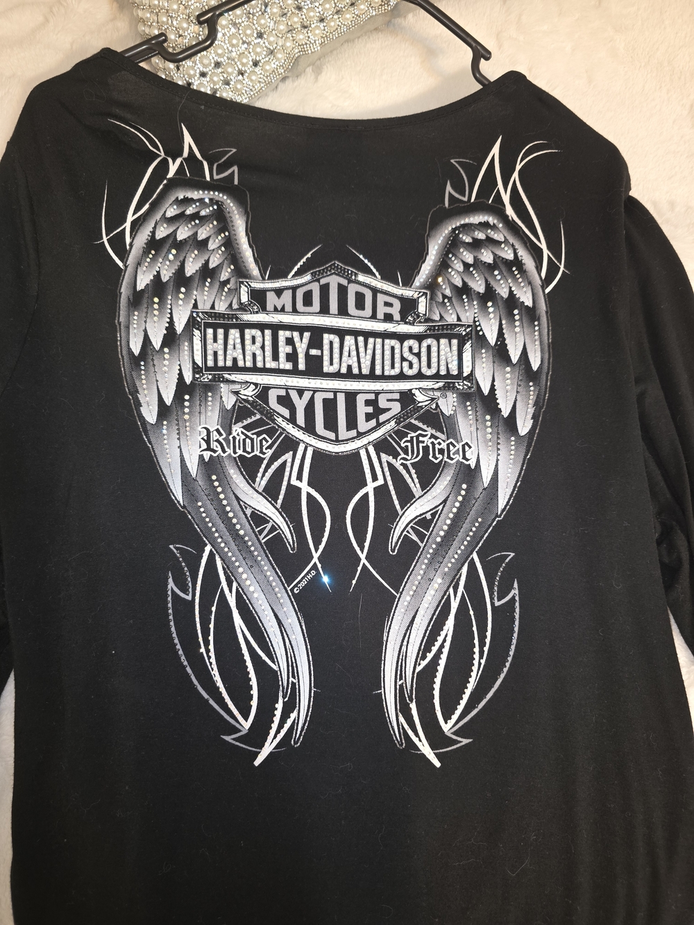 Harley-Davidson Black Long Sleeve Shirt with Silver Winged Shield Graphic